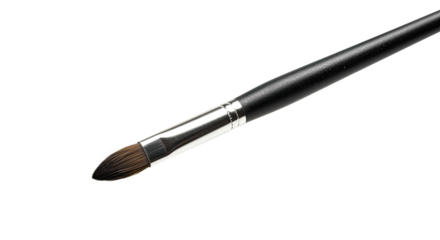 Closeup of a black handled paintbrush.