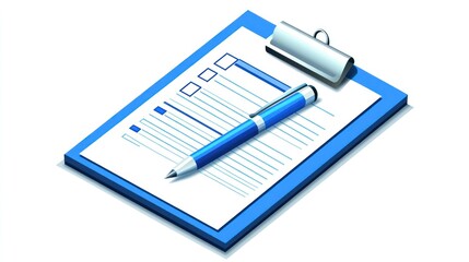 Clipboard with pen and lined paper illustration