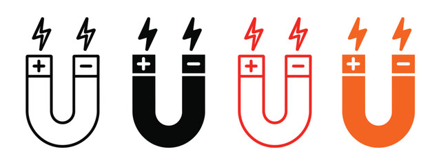 Magnet icon vector. Magnetic attraction concept illustrated with positive and negative symbol. vector illustration.