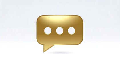 Golden chat bubble icon, 3 dots