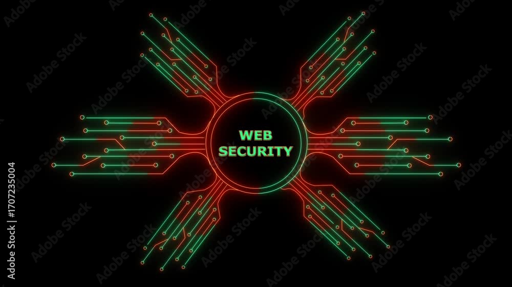Poster glowing neon hud-style circle with circuit board lines, and the center text says 
