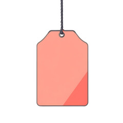 Blank Peach Colored Rectangular Tag with Hanging String on Transparent Background