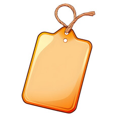 Orange Blank Tag with Brown String on Transparent Background