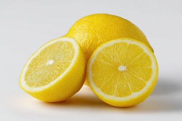 Two whole and two halved lemons