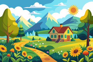 Fototapeta premium landscape with a house