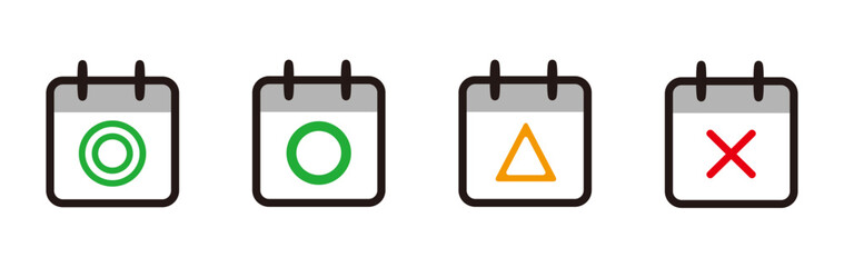 Schedule Availability Icons Set, Calendar Marks for Free Busy Tentative and Unavailable Days Illustration