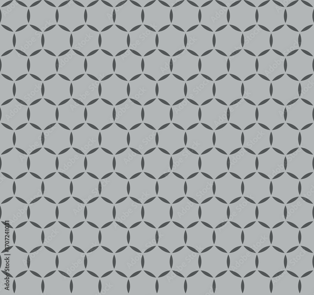 Poster seamless vector pattern with circular geometric flower style shapes, minimal modern symmetry, decora