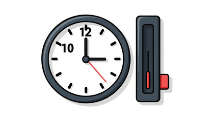Modern analog clock face and volume slider icon symbolizing time management, scheduling, productivity, and audio control for digital interfaces and presentations