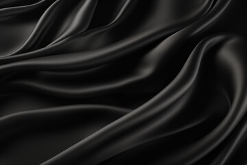 Fototapeta premium Black silk with smooth folds and light reflecting on the beautiful fabric. Background.