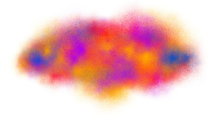 Color Explosion with Blue, Yellow, and Pink Dust isolated on transparent background