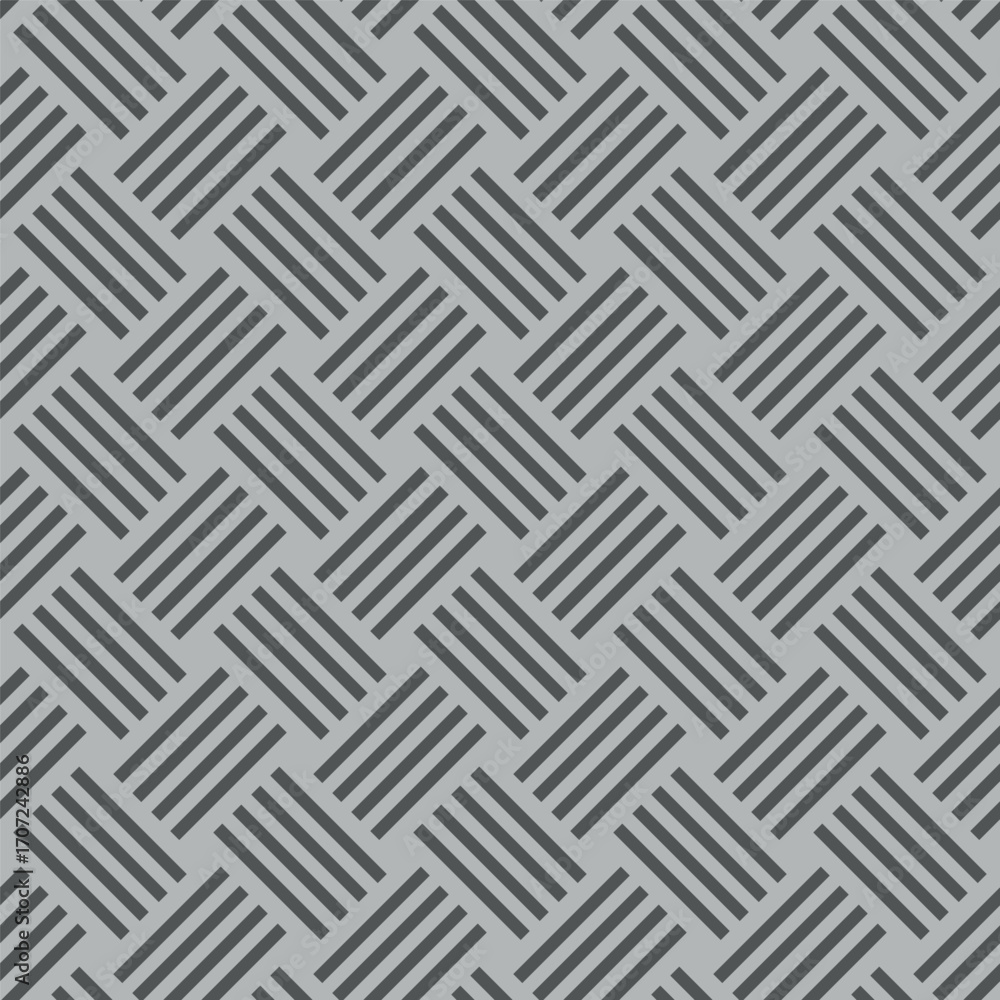 Poster seamless vector pattern with gray geometric square diagonal stripes, abstract modern tile style text