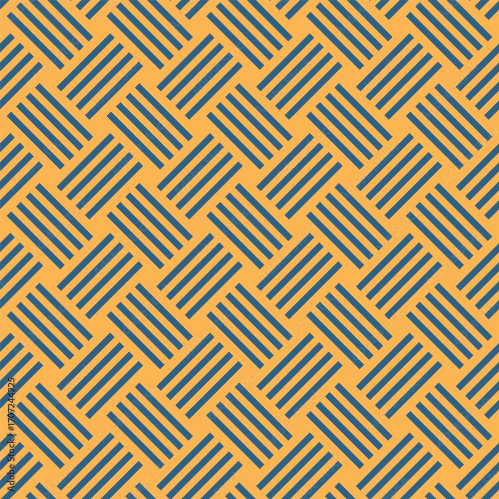 Poster seamless vector pattern diagonal square striped grid abstract orange blue geometric background retro