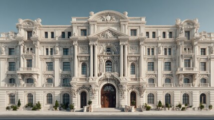 Fototapeta premium Magnificent architectural detail of a grand ornate building facade in daylight