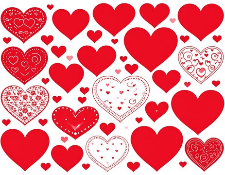 Naklejki Red and white hearts pattern