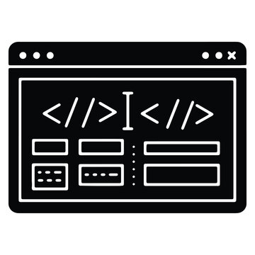 Code Editor Interface in Black and White Simple Web Development Illustration Minimalist Programming Environment for Developers and Designers