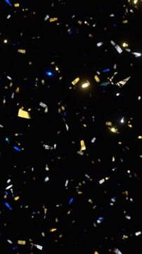 Background with falling colorfull confetti for festive background, transparent background. Christmas background. 4K loop animation