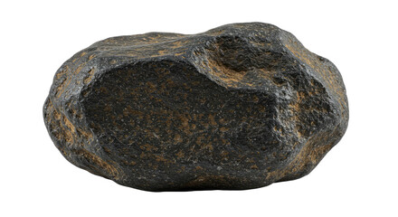 Dark gray rough stone isolated on white.