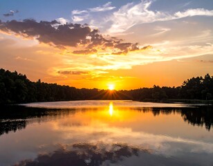 Fototapeta premium Serene sunset over a lake (1)
