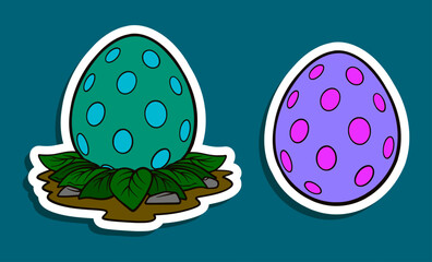 Cute Dinosaur Egg Stickers Teal Polka and Pink Dots