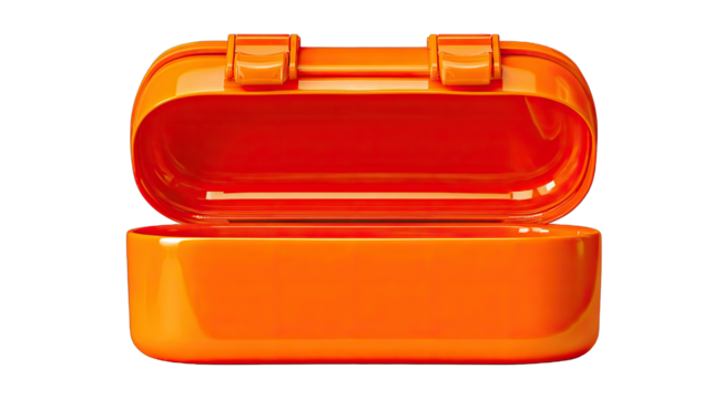 Open orange storage box