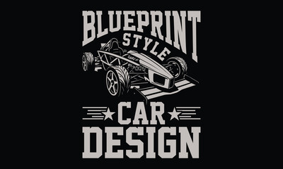 Blueprint Style Car Design - Formula 1 Racing T-Shirt Design 