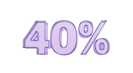 Number forty percent symbol isolated on transparent background