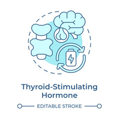 Thyroid stimulating hormone soft blue concept icon. Regulate metabolism, energy levels and body functions. Round shape line illustration. Abstract idea. Graphic design. Easy to use in blog post