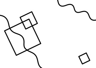 線画の幾何学図形とウェーブライン背景