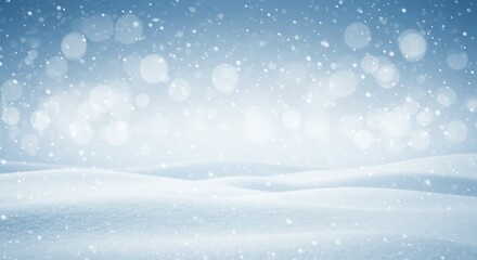 Naklejka premium A magical winter scene with soft, rolling snowdrifts and falling snowflakes