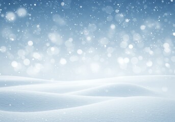  A magical winter scene with soft, rolling snowdrifts and falling snowflakes