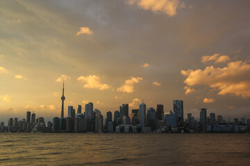 Sunset over the Toronto city in Canada