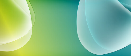 Abstract background features flowing shapes, green and blue hues. Smooth gradients create dynamic visual effect. Minimalist design.