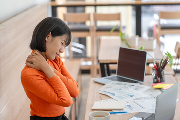 Woking woman with stressed and worried about working mistake and problems