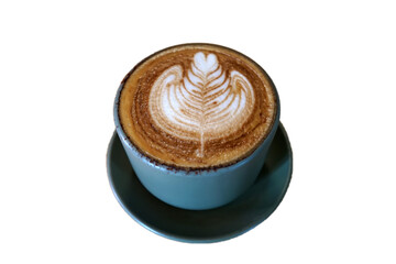 Isolated ceramic mug of hot latte coffee art