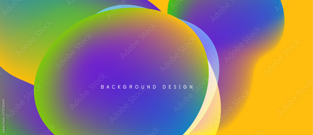 Aufkleber abstract fluid shapes blend vibrant colors. gradient design creates modern background, perfect for d