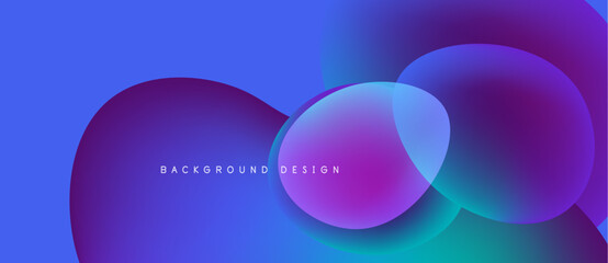 Abstract fluid shapes overlap, creating vibrant blue purple gradients. Modern design element for backgrounds, presentations.