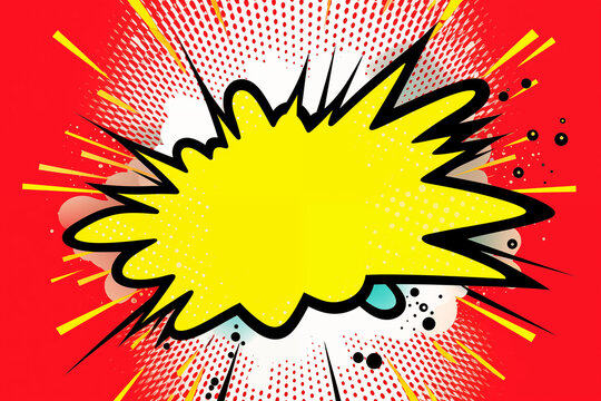 Explosion of blank space for comic book style words in pop art design bricks