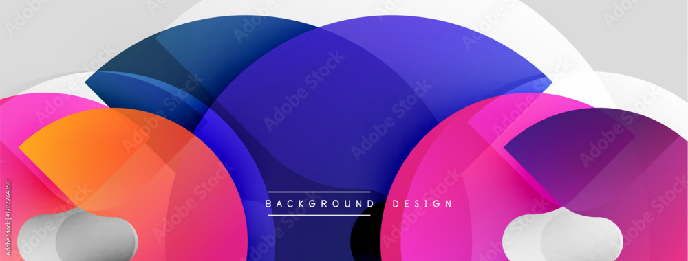 Poster abstract colorful overlapping circles create dynamic background. modern design features gradients, s