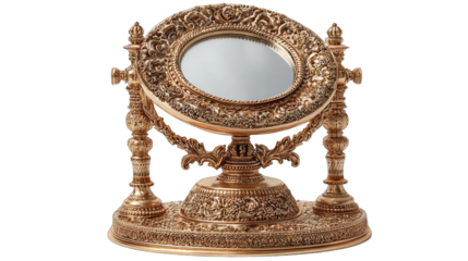 Ornate gold-toned vanity mirror (1)