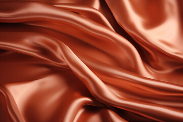 Fototapeta premium Bronze-copper silk with metallic shiny folds, luxurious background