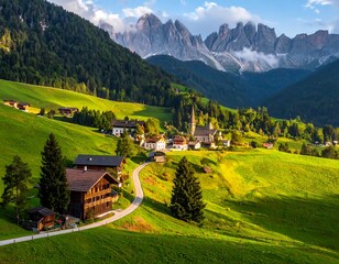 Picturesque alpine village nestled in a valley (1)
