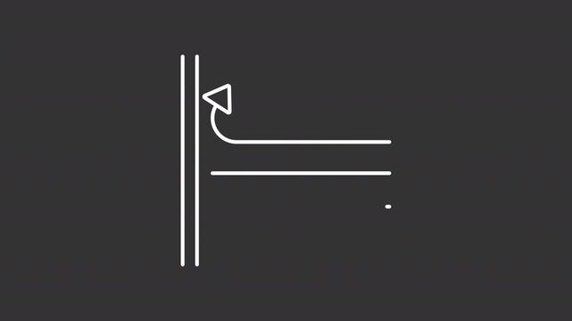 Windproof wall white line animation. Durable material animated icon. Showing up lines, arrow. Resistant surface, comfort. Isolated element on dark background. Alpha transparent video