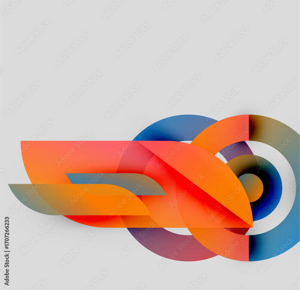 Poster abstract composition. overlapping shapes create dynamic visual effect. warm, cool colors blend, form