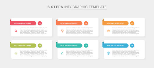 Simple List Business Infographic Design Template with 6 Points