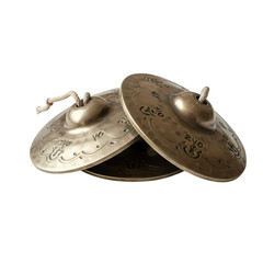 Pair of Traditional Chinese Cymbals: Musical Instrument Close-up
