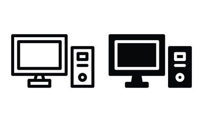 Computer icon with outline and glyph style.