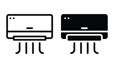 Air conditioner icon with outline and glyph style.