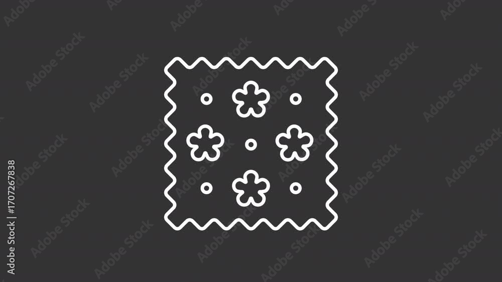 Poster fabric flap white line animation. cloth print animated icon. pattern showing up. textile design. fas