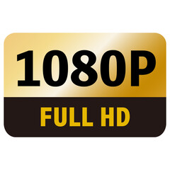 1080P FUll HD ロゴ　アイコン　ゴールド　背景透過