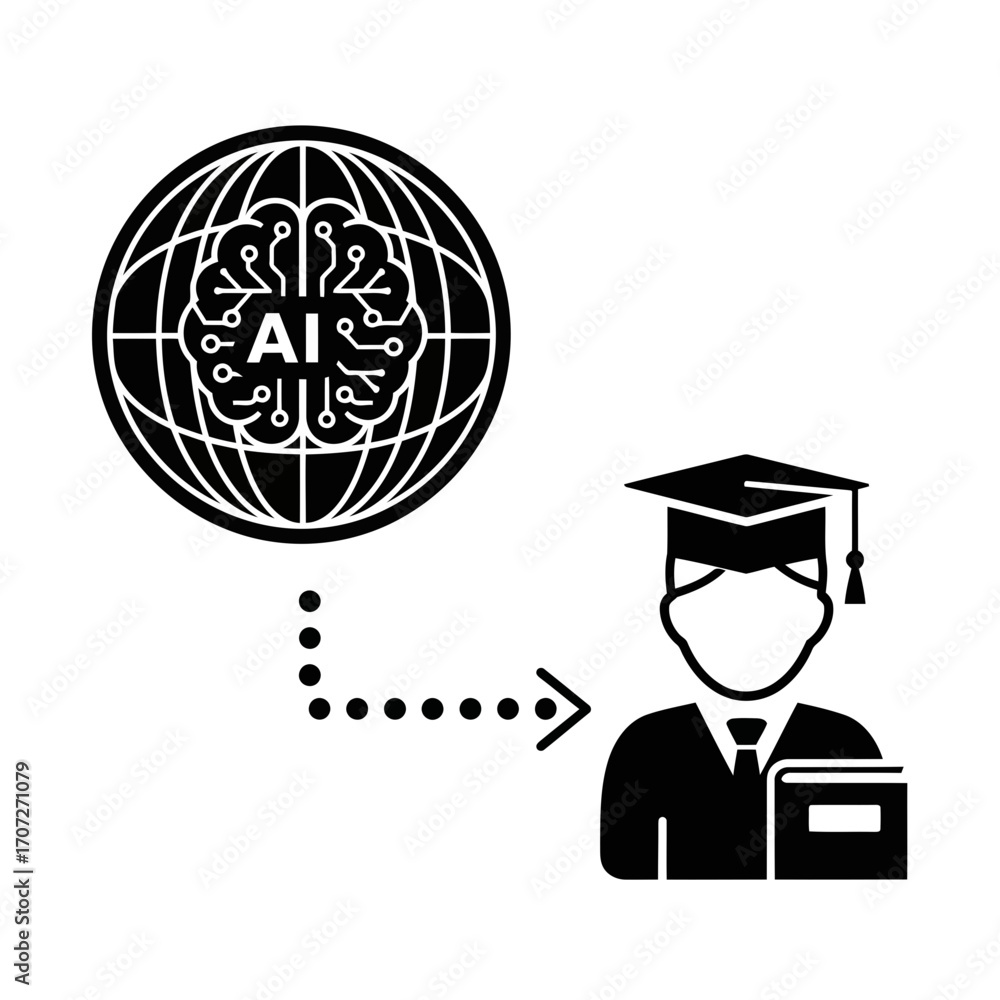 Poster ai education global learning concept vector illustration scalable eps icon for digital learning vect